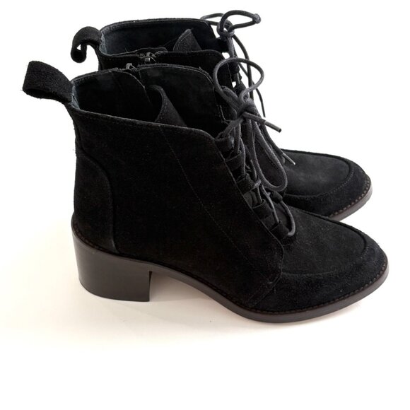 Kurt Geiger Black Suede Lace Up Ankle Boots Block Heel Sz 37 US 36.5-7 Spain - Picture 7 of 11